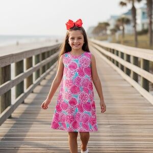 Tommy Bahama Pink Floral Shell-Print Sleeveless Dress Size 6 Fully Lined